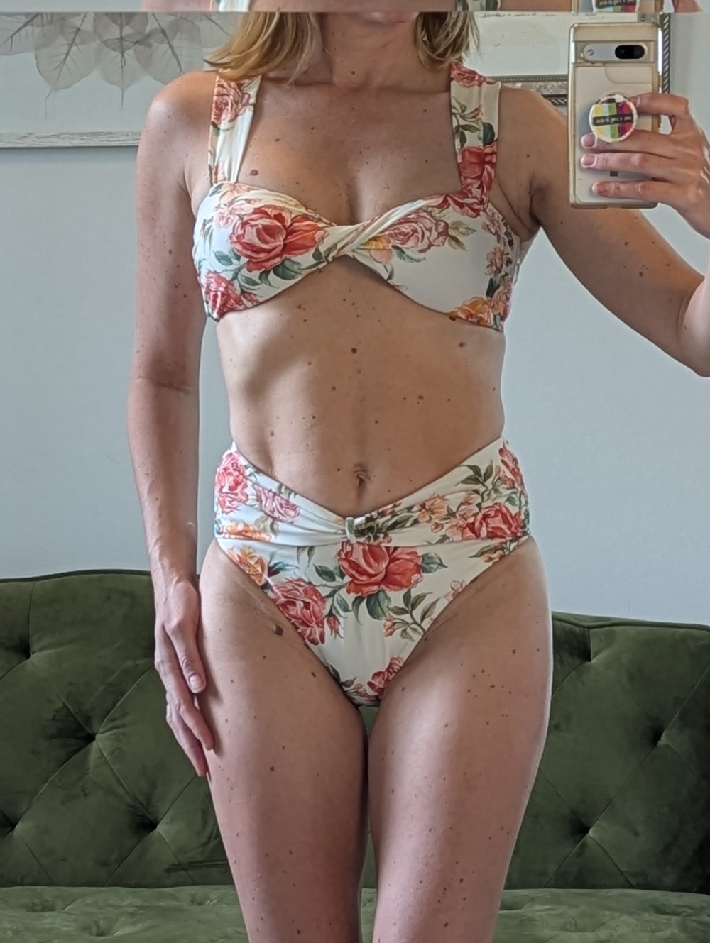 Cupshe Floral Vintage Bikini High Waist Bottoms  Feminine Sexy Size Small Pinup